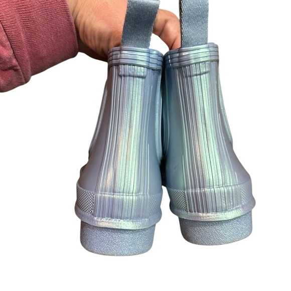 Hunter Nebula Blue Iridescent Wellington Original Chelsea Boot W5/Kids 3 - Picture 4 of 12